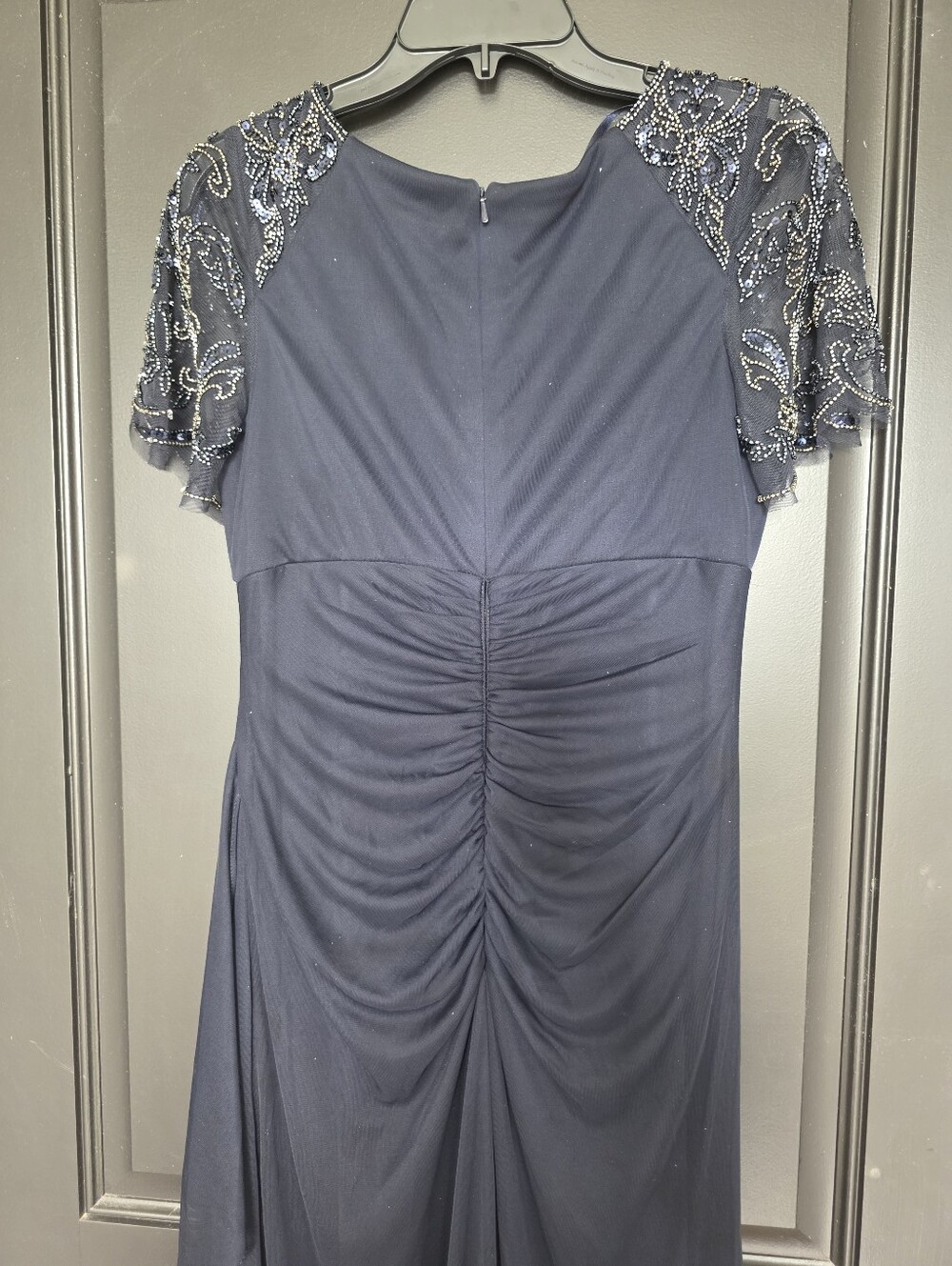 Xscape Navy Beaded Evening Gown Dress Women’s Size 8 Formal Mother of Bride NWT - Picture 9 of 11